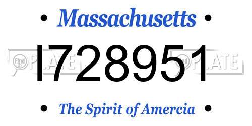 I728951 Massachusetts License Plate