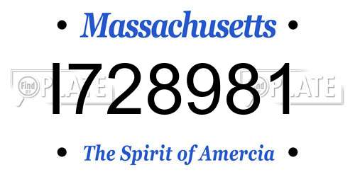 I728981 Massachusetts License Plate