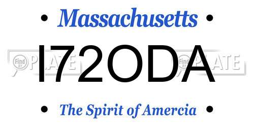 I72ODA Massachusetts License Plate