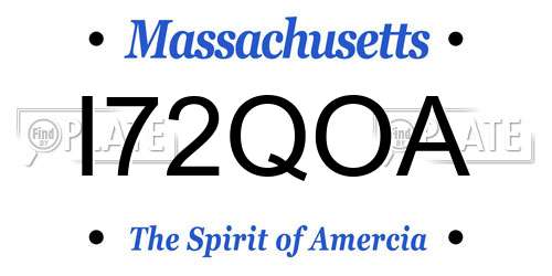 I72QOA Massachusetts License Plate