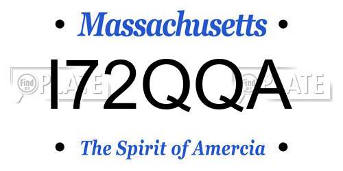 I72QQA Massachusetts License Plate
