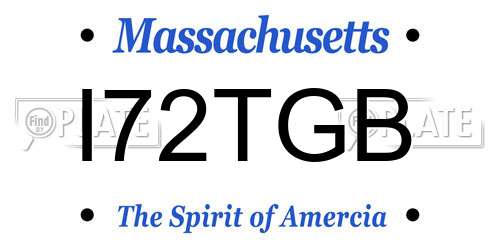 I72TGB Massachusetts License Plate