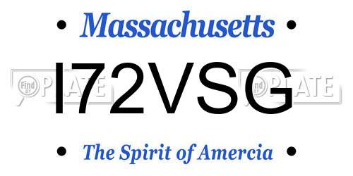 I72VSG Massachusetts License Plate