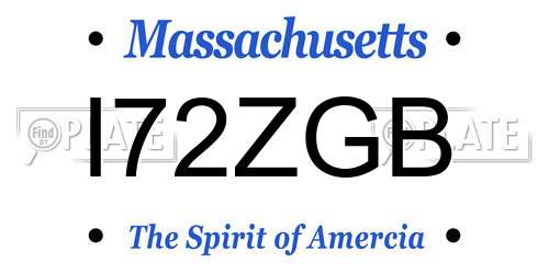 I72ZGB Massachusetts License Plate