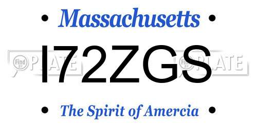 I72ZGS Massachusetts License Plate