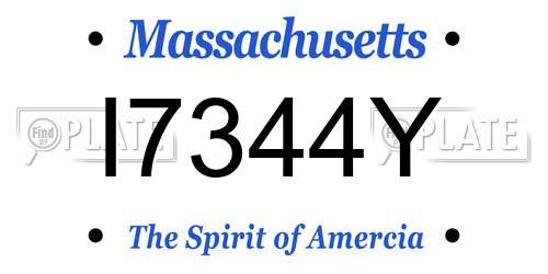 I7344Y Massachusetts License Plate