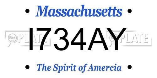 I734AY Massachusetts License Plate