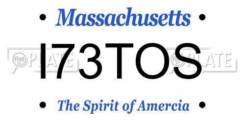 I73TOS Massachusetts License Plate