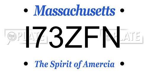 I73ZFN Massachusetts License Plate