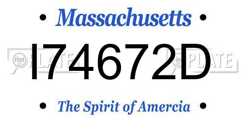 I74672D Massachusetts License Plate