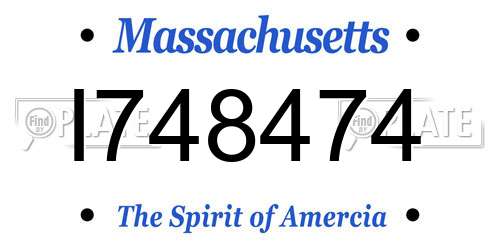 I748474 Massachusetts License Plate