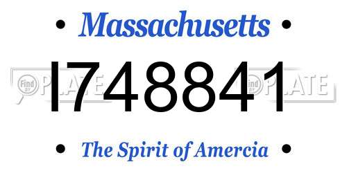 I748841 Massachusetts License Plate