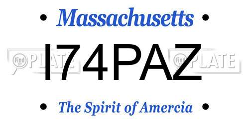 I74PAZ Massachusetts License Plate