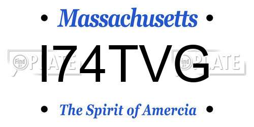 I74TVG Massachusetts License Plate