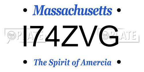 I74ZVG Massachusetts License Plate
