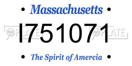I751071 Massachusetts License Plate