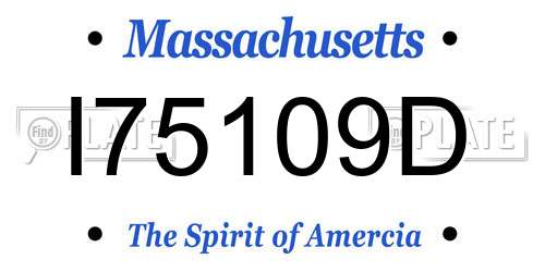I75109D Massachusetts License Plate