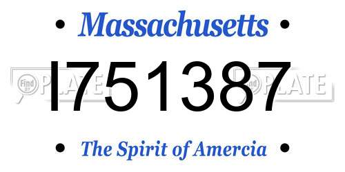 I751387 Massachusetts License Plate