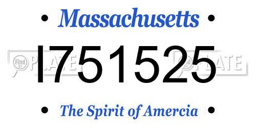 I751525 Massachusetts License Plate
