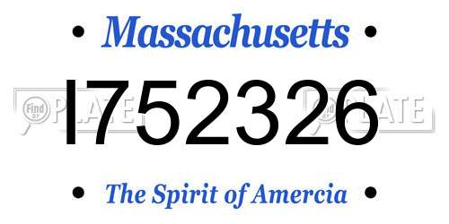 I752326 Massachusetts License Plate