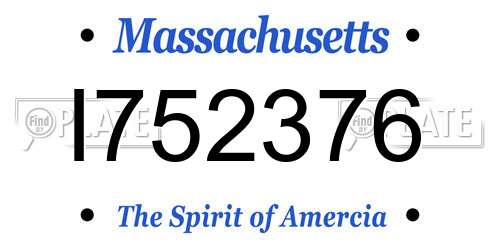 I752376 Massachusetts License Plate