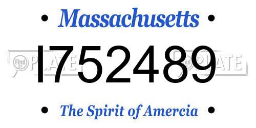I752489 Massachusetts License Plate