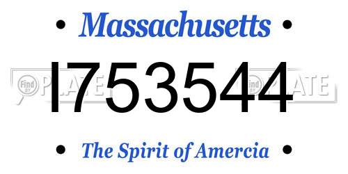 I753544 Massachusetts License Plate