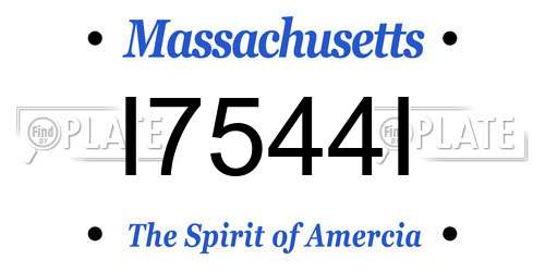 I7544I Massachusetts License Plate