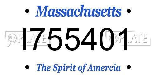I755401 Massachusetts License Plate