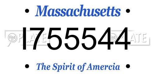 I755544 Massachusetts License Plate
