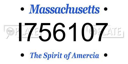 I756107 Massachusetts License Plate