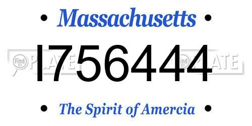 I756444 Massachusetts License Plate