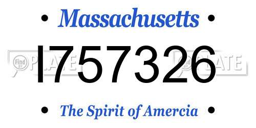 I757326 Massachusetts License Plate