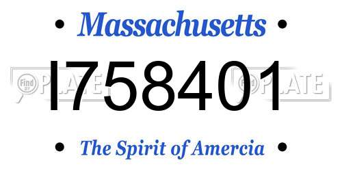 I758401 Massachusetts License Plate