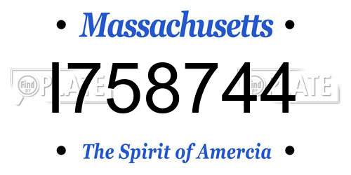 I758744 Massachusetts License Plate