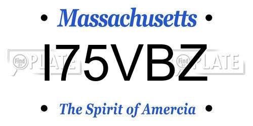I75VBZ Massachusetts License Plate