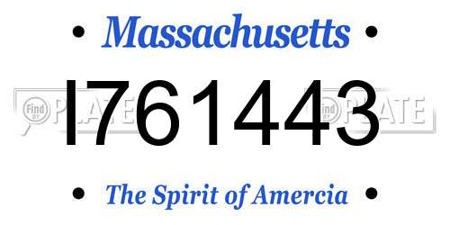 I761443 Massachusetts License Plate