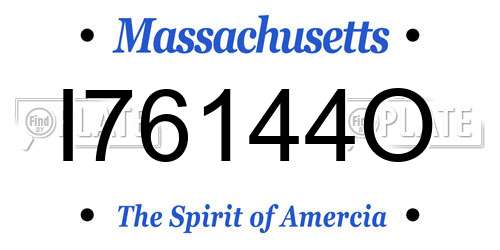 I76144O Massachusetts License Plate
