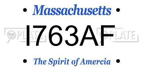 I763AF Massachusetts License Plate