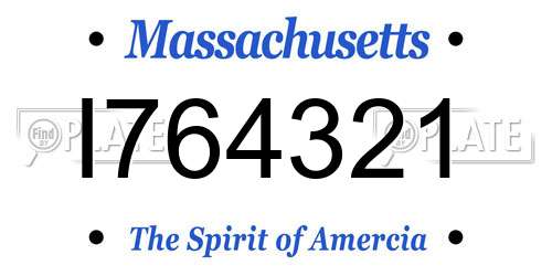 I764321 Massachusetts License Plate