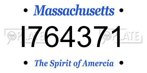 I764371 Massachusetts License Plate