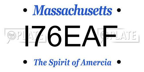 I76EAF Massachusetts License Plate