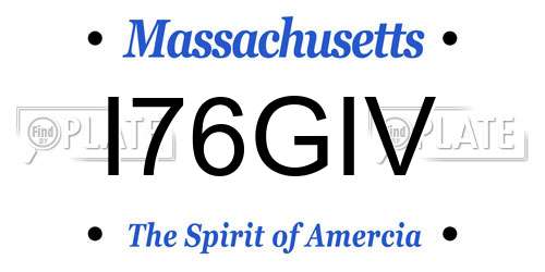 I76GIV Massachusetts License Plate
