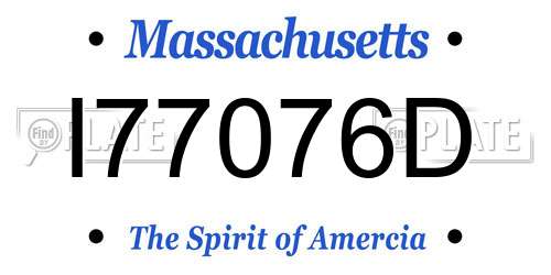 I77076D Massachusetts License Plate
