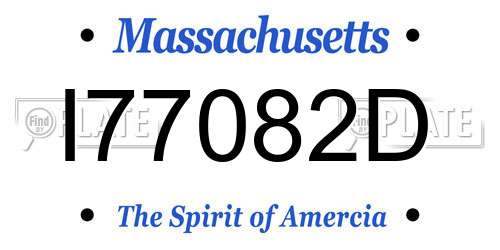 I77082D Massachusetts License Plate