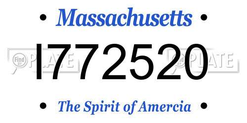 I772520 Massachusetts License Plate