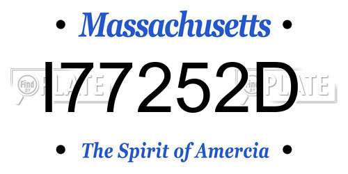 I77252D Massachusetts License Plate
