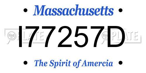 I77257D Massachusetts License Plate