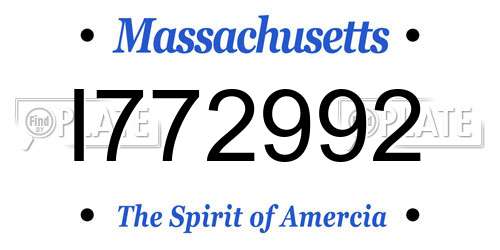 I772992 Massachusetts License Plate