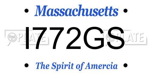 I772GS Massachusetts License Plate